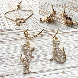 Cat earrings necklace bracelet pet jewelry
