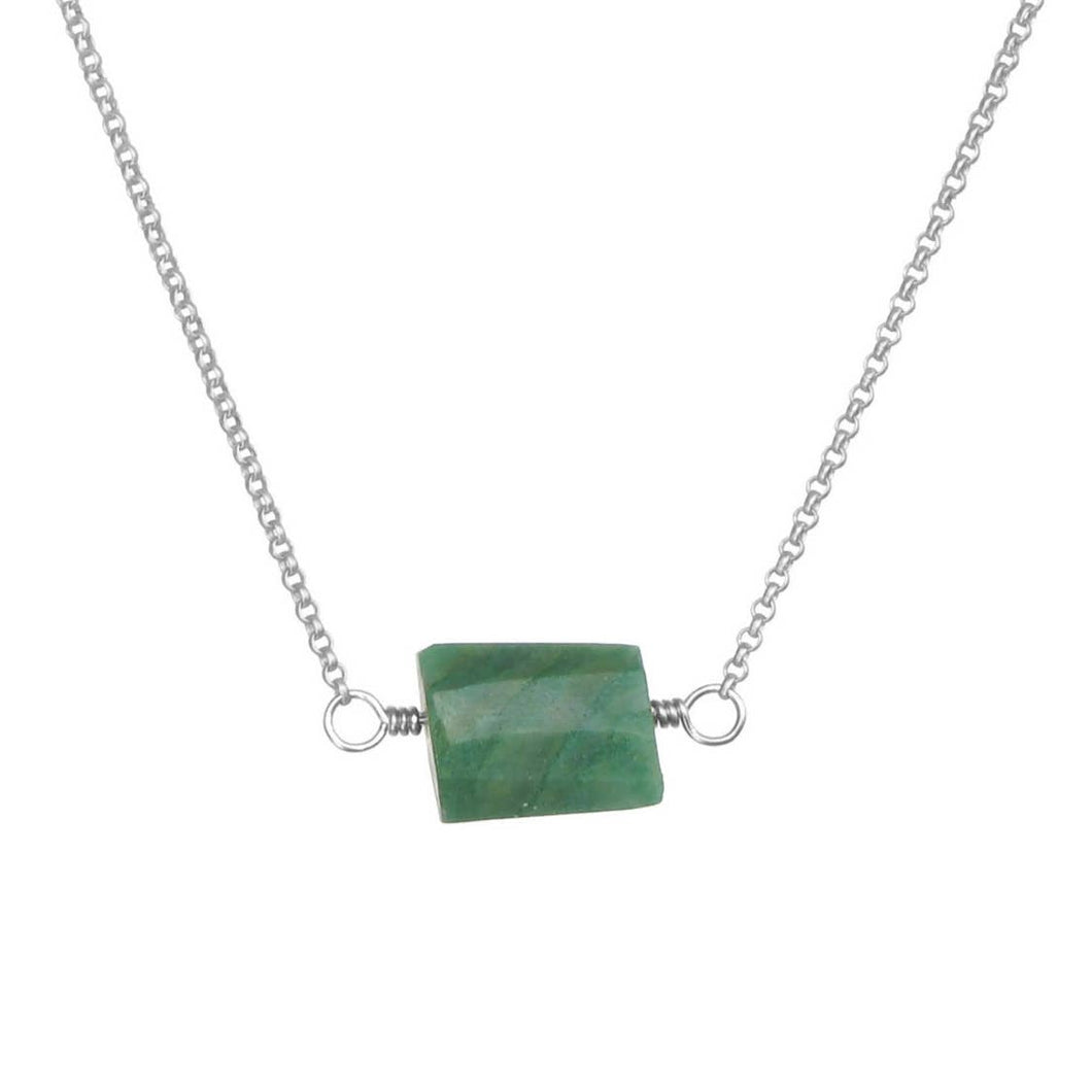 Zeeba Necklace - Silver and Jade - Elements Berkeley