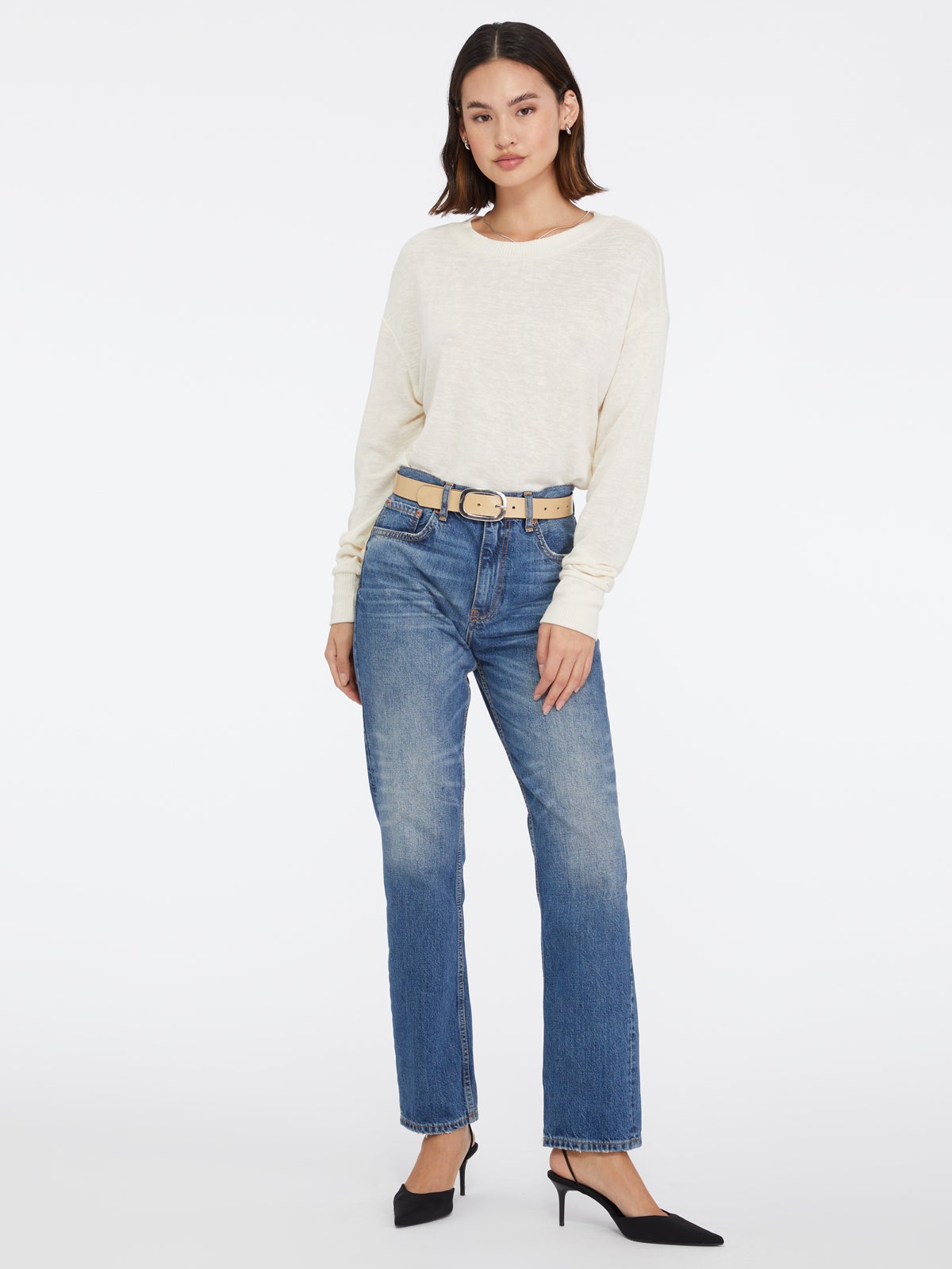 Sanctuary Bubble Hem Volume Top Heather Buttercream