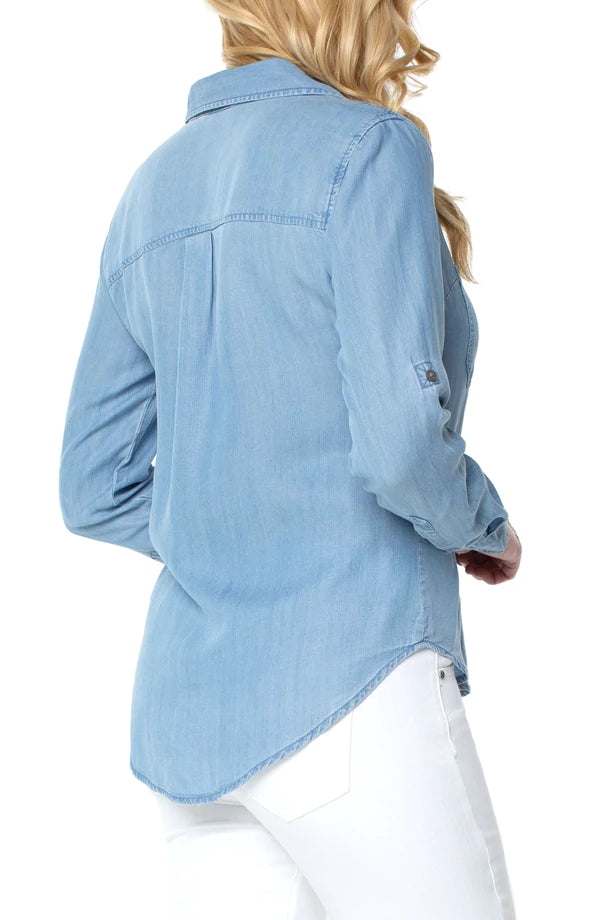 Liverpool Rolled Sleeve Button Down Shirt