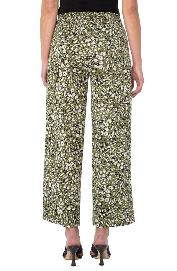 Liverpool Smocked Waist Crop Wide Leg