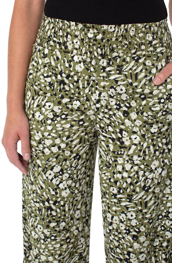 Liverpool Smocked Waist Crop Wide Leg