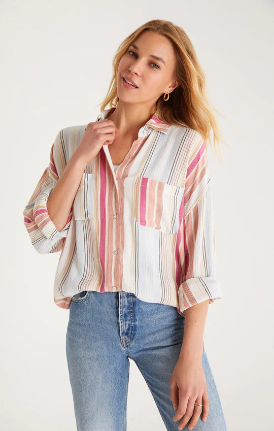 Z Supply Lalo Striped Button Up Top