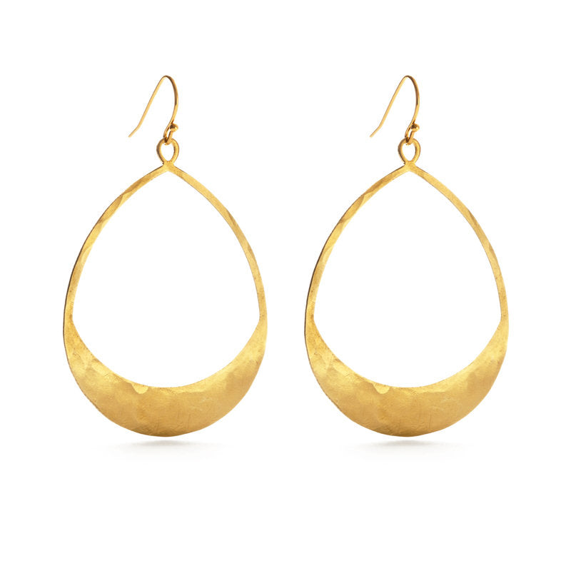 Hammered Brass Teardrop Earrings - Elements Berkeley