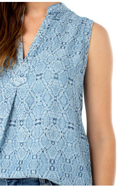 mandarin collar sleeveless shirt - Elements Berkeley