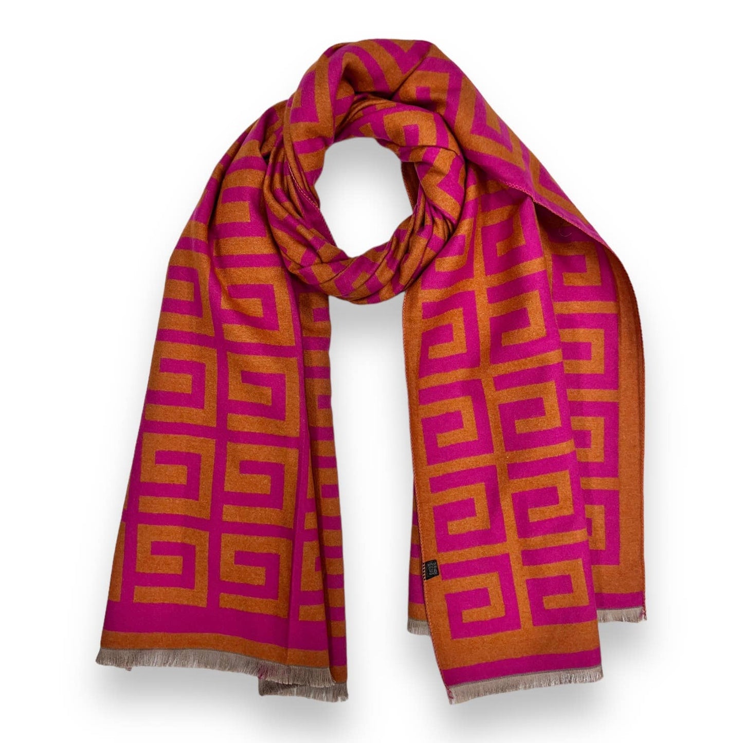 Maze Print Wool Blend Scarf