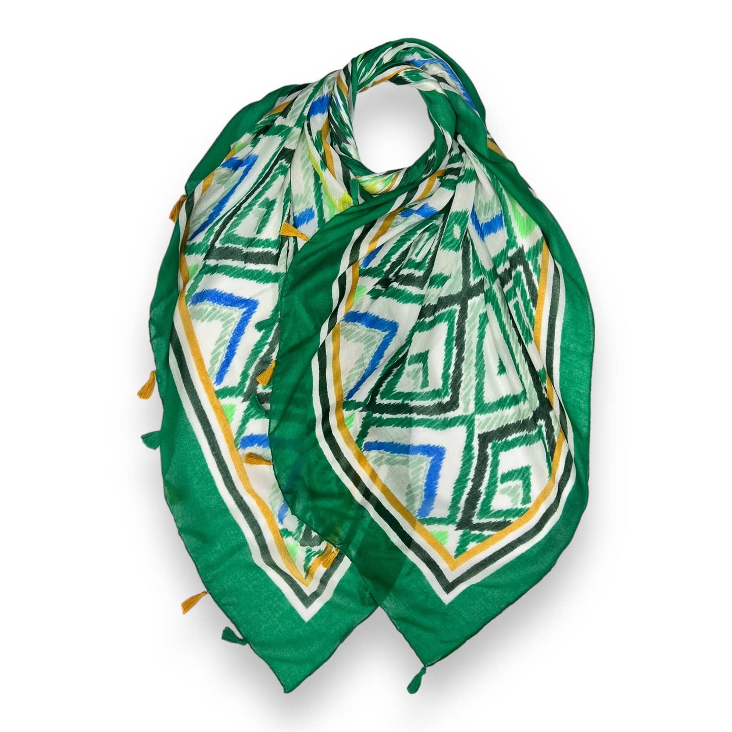 London Scarves - Geometric pattern scarf finished with tassels on