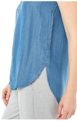 mandarin collar sleeveless shirt - Elements Berkeley