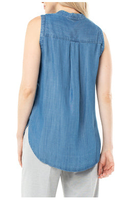 mandarin collar sleeveless shirt - Elements Berkeley