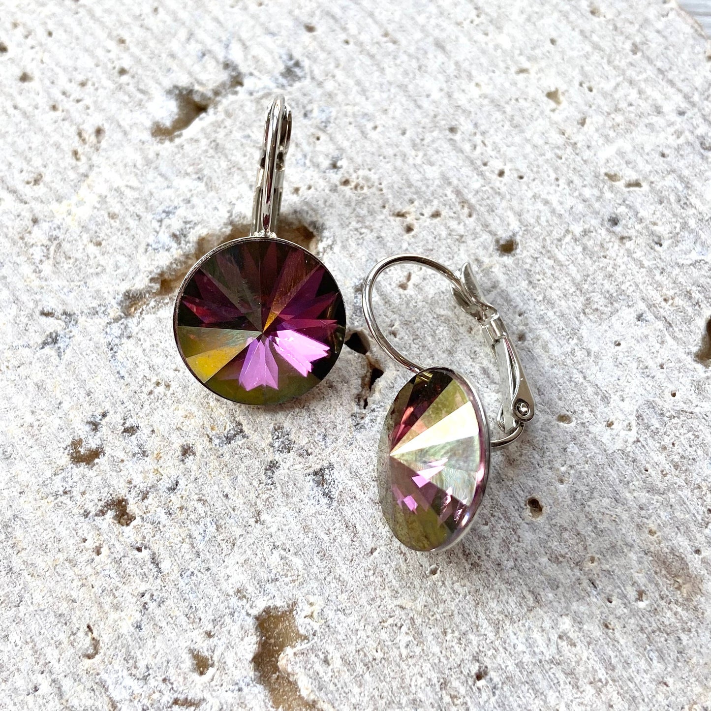 Amethyst Swarovski earrings