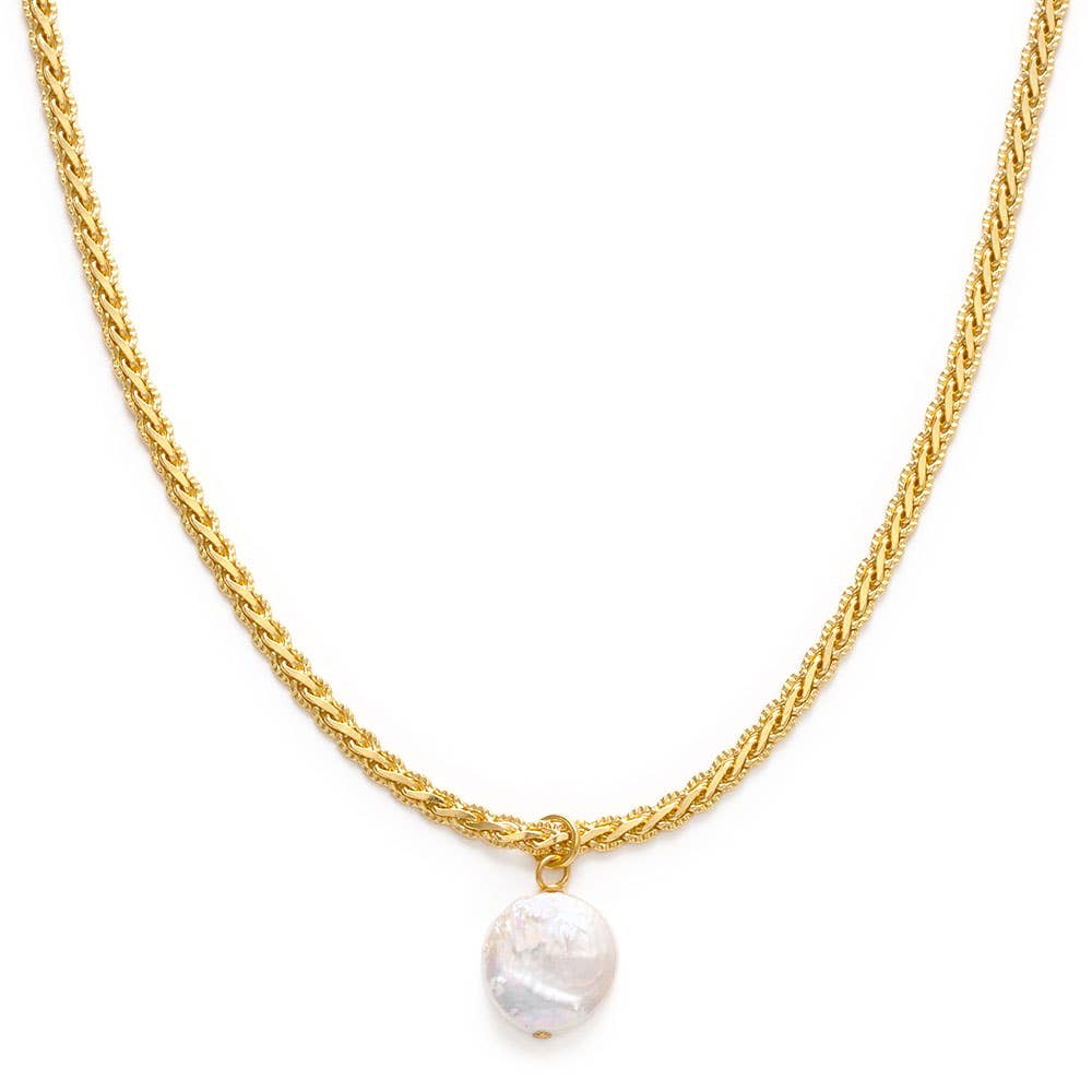 Serpentine Chain with Fresh Water Coin Pearl