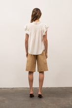 Load image into Gallery viewer, Moon River Asymmetrical Flutter Short Sleeve Top
