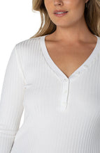Load image into Gallery viewer, Liverpool 3/4 Sleeve Button Front Rib Knit Henley Top

